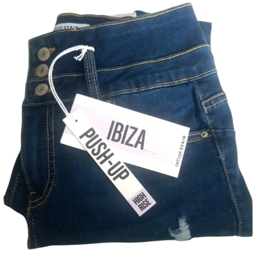 NWT IBIZA High-Rise Push Up Refuge Denim Blue Jeans SZ 05